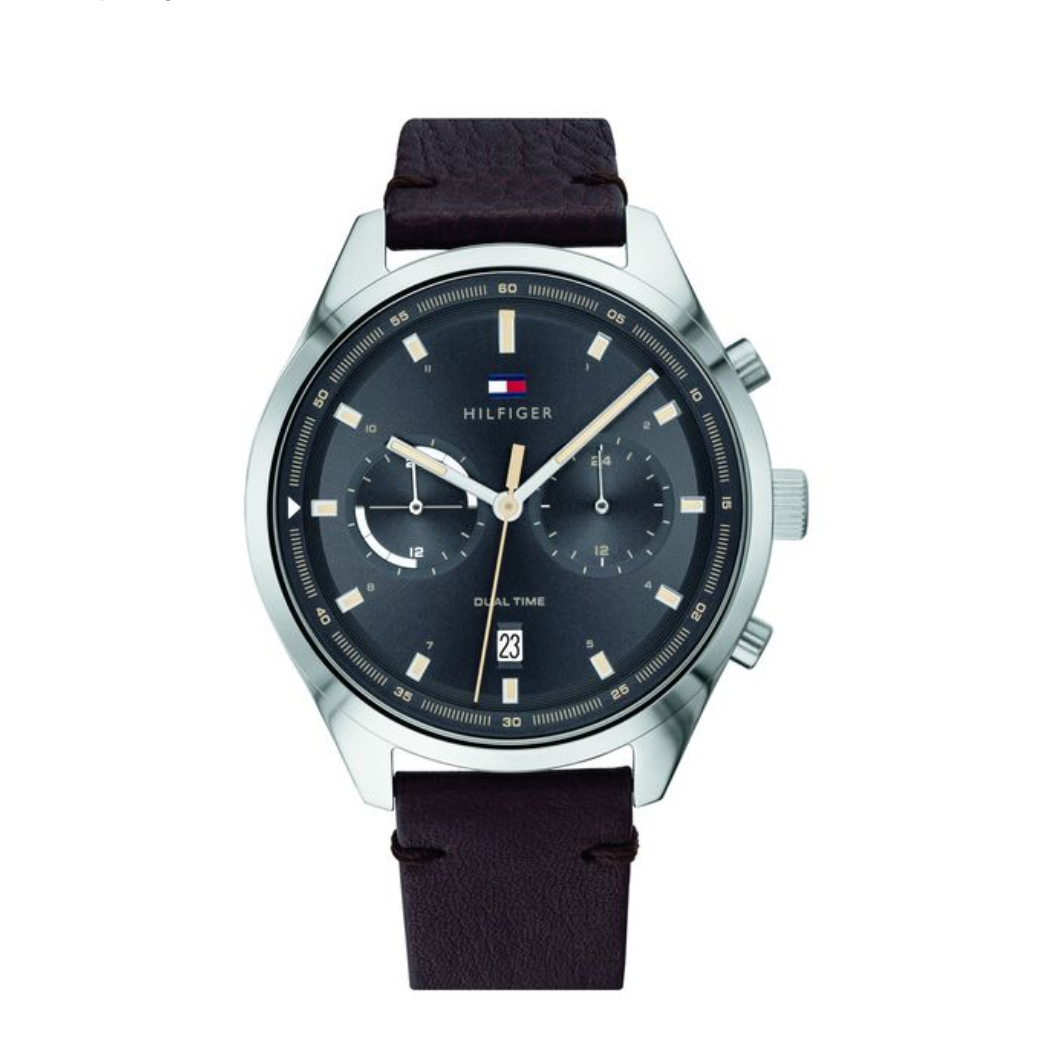 Tommy Hilfiger Quartz Multifunction Grey Dial Leather Strap Watch for Men