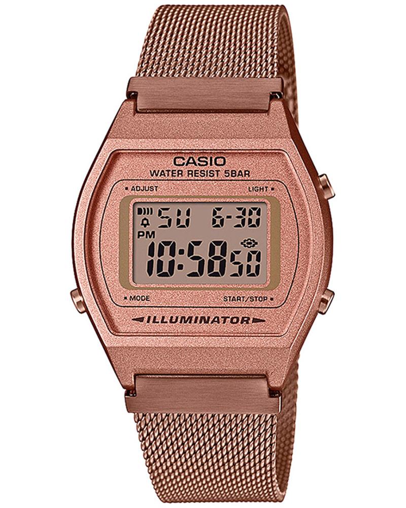 Casio Unisex Vintage B640WMR-5ADF Rose Gold Digital Dial Rose Gold Stainless Steel Mesh Band