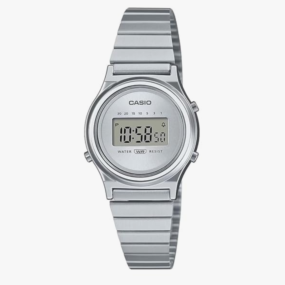 Casio Unisex Vintage LA700WE-7ADF Silver Digital Dial Silver Stainless Steel Band