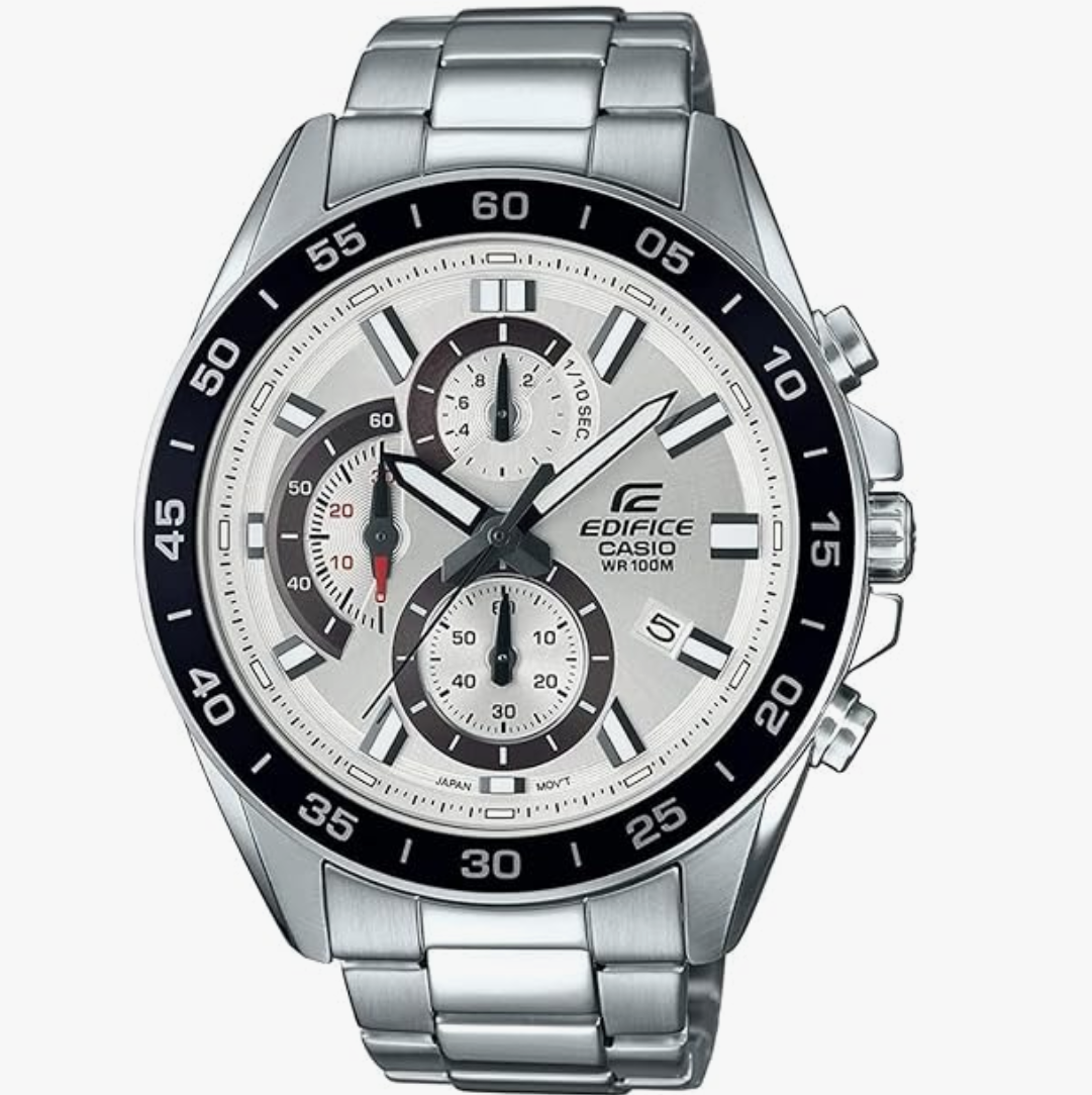 Casio Edifice EFV-550D-7AVUDF Analog White Dial Men Watch Silver Stainless Steel Strap (ED556)