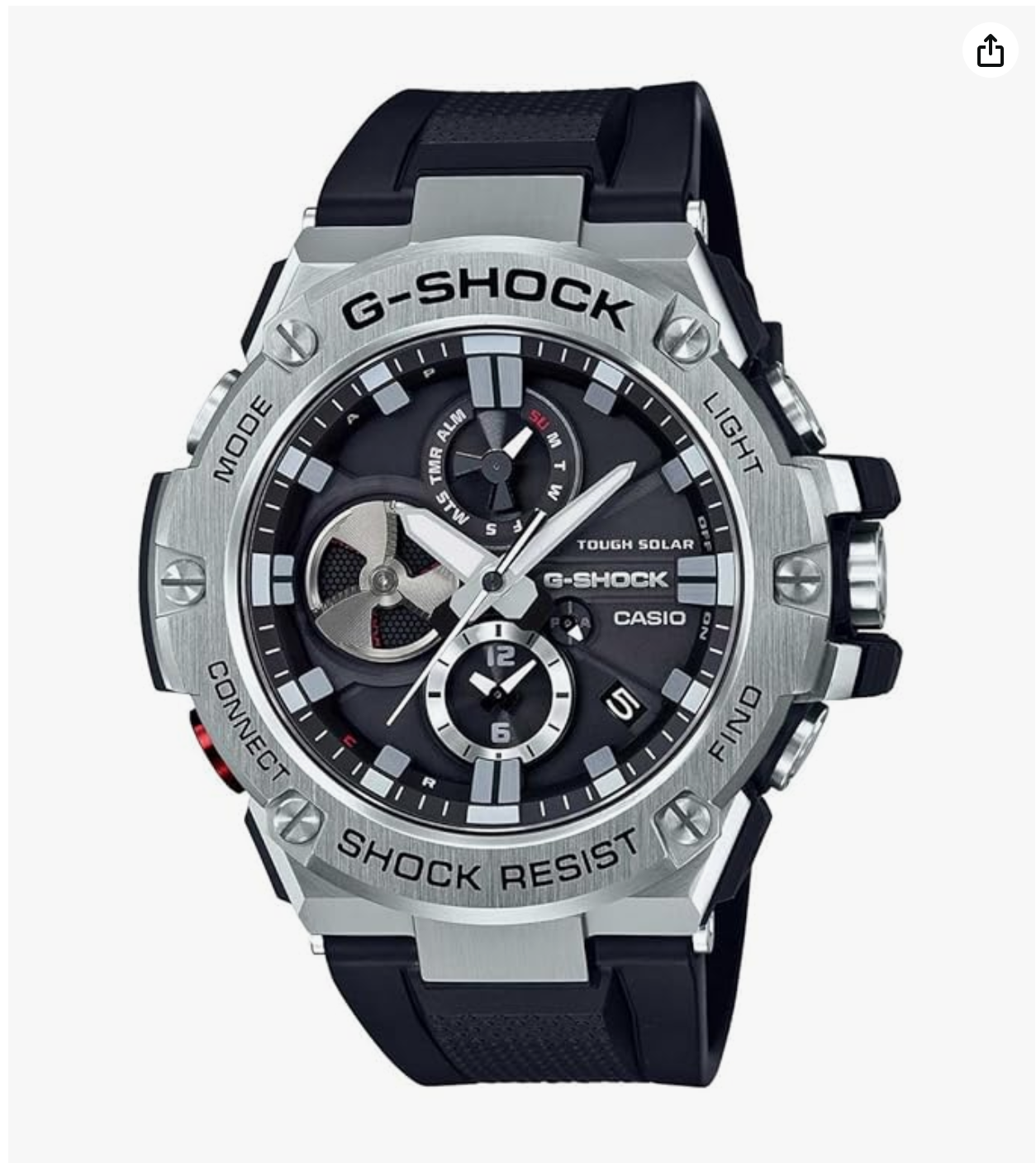 Casio G-Shock GST-B100-1ADR Metal Ip Black Analog Dial Black Resin Strap Men's Watch Tough Solar Bluetooth
