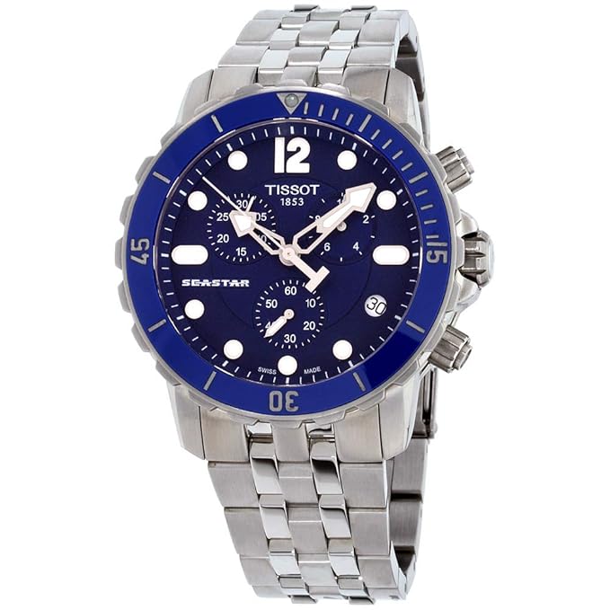 Tissot Men's  Seastar Stainless Steel Watch with Link Bracelet