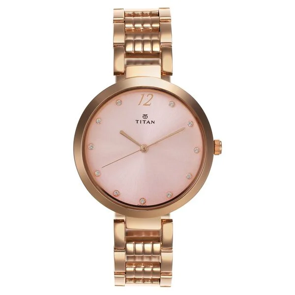 Titan Sparkle Pink Dial Analog Stainless Steel Strap watch for Women