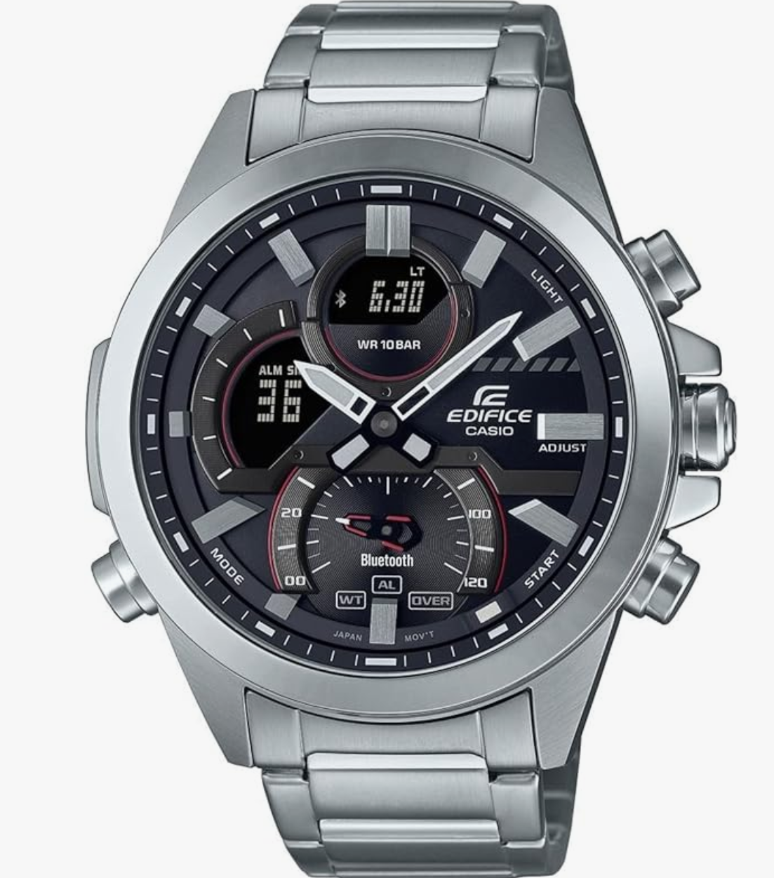 Casio Edifice ECB-30D-1ADF Black Analog-Digital Dial Silver Stainless Steel Band Men's Watch Smartphone Link World Time