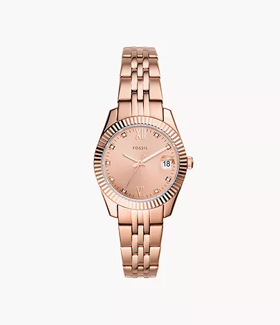 Fossil Scarlette Mini Three-Hand Date Rose Gold-Tone Stainless Steel Watch