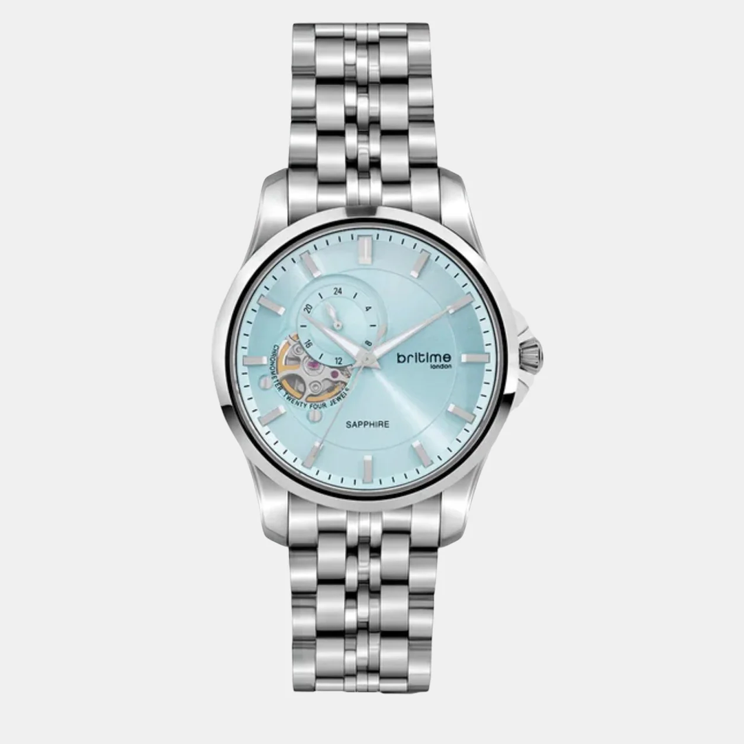 Men Automatic Blue Dial Analog Stainless Steel Watch 166-M11701