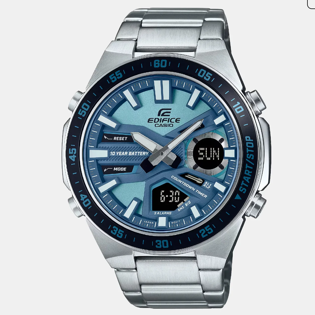 Edifice Men Quartz Blue Dial Analog-Digital Stainless Steel Watch ED599