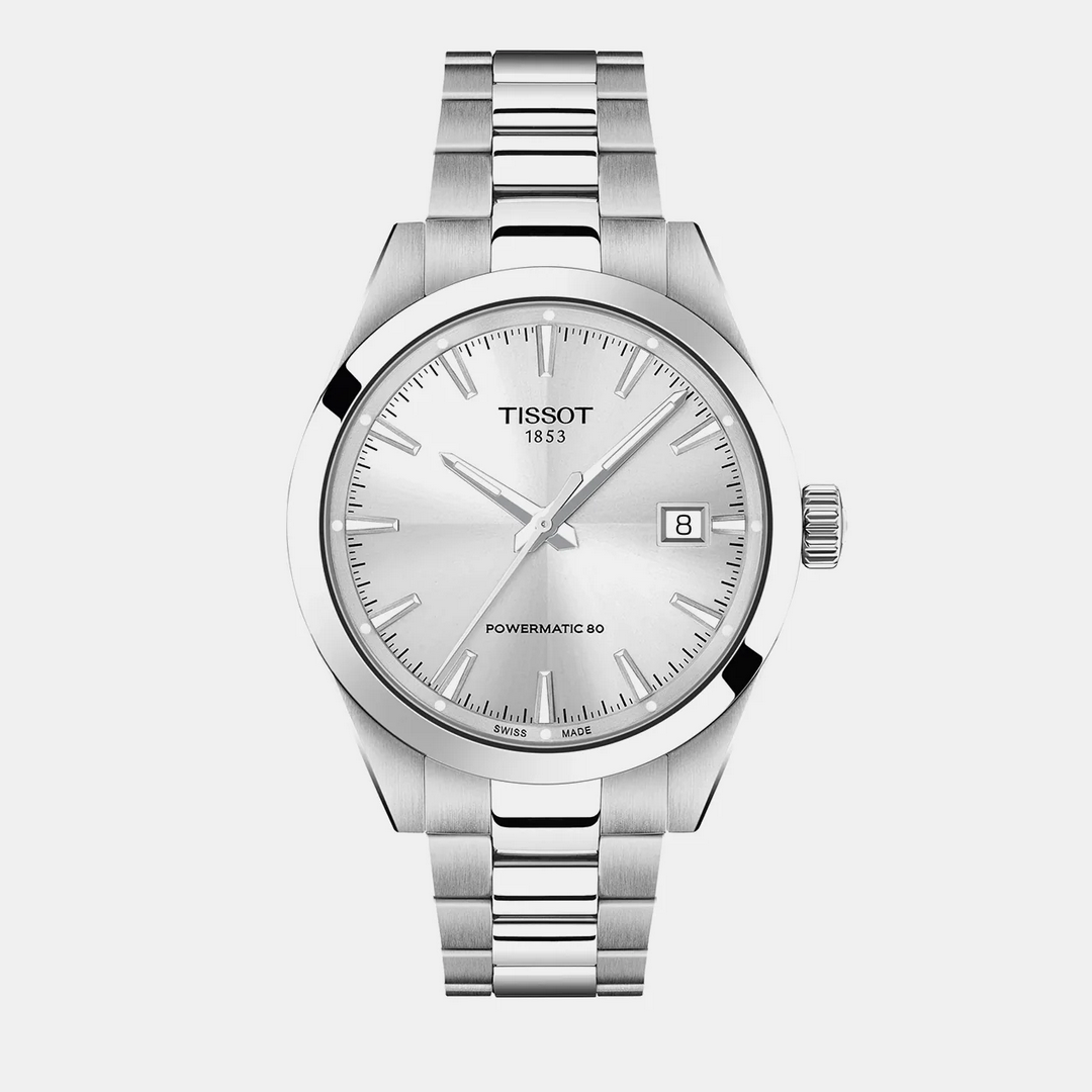 Gentleman Men Automatic Silver Dial Analog Stainless Steel Watch T1658071103100