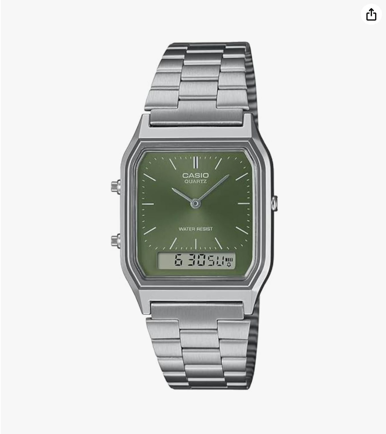 Casio Vintage AQ-230A-3AMQYDF Analog-Digital Green Dial Unisex