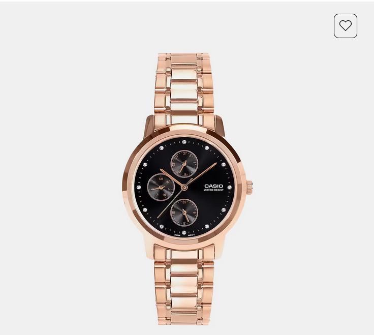 Women Quartz Black Dial Analog Stainless Steel Watch A2496