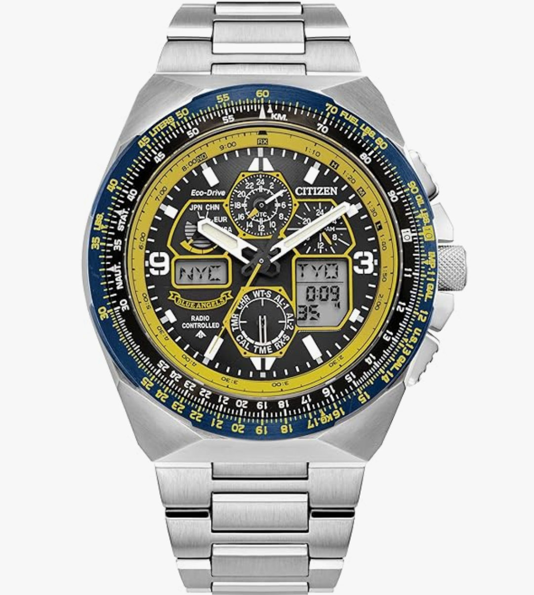 Citizen Mens Eco-Drive Promaster Skyhawk A-T Stainless Steel Bracelet Analog Watch - 46Mm - Jy8125-54L, Dial-Color:Black, Band Color:Silver