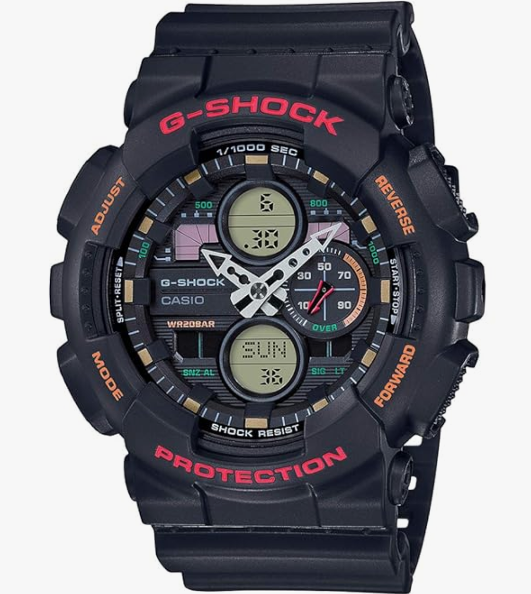 Casio G-Shock GA-140-1A4DR Analog-Digital Black Dial Men Watch Black Resin Strap (G976)