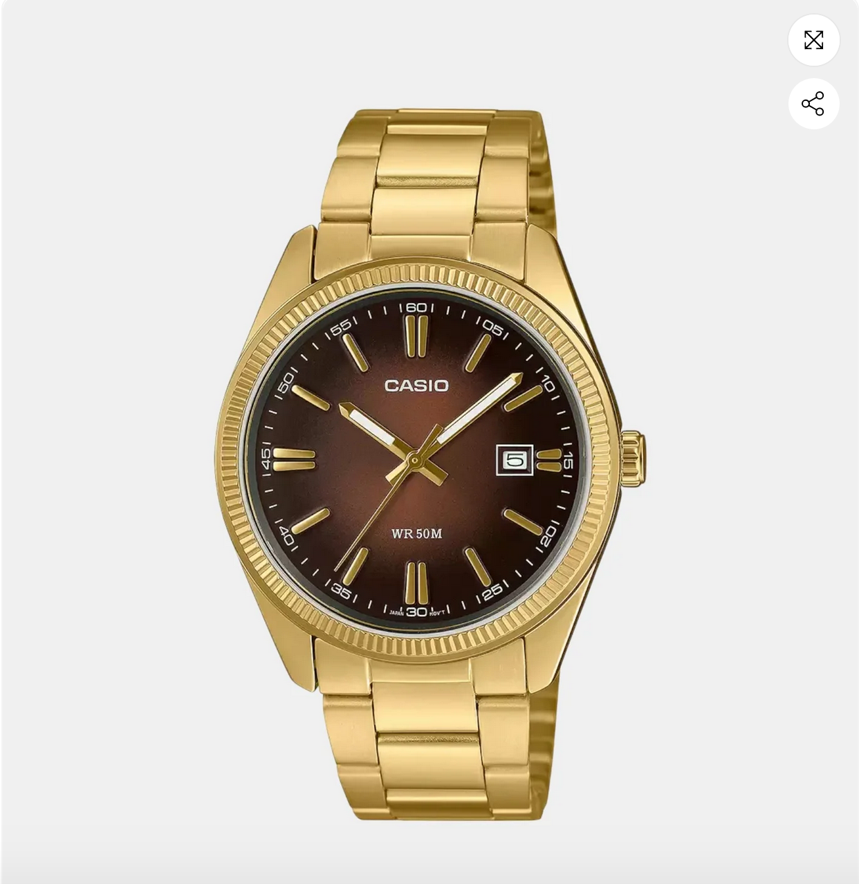 Enticer Men Quartz Brown Dial Analog Stainless Steel Watch MTP-1302PGC-5AVEF