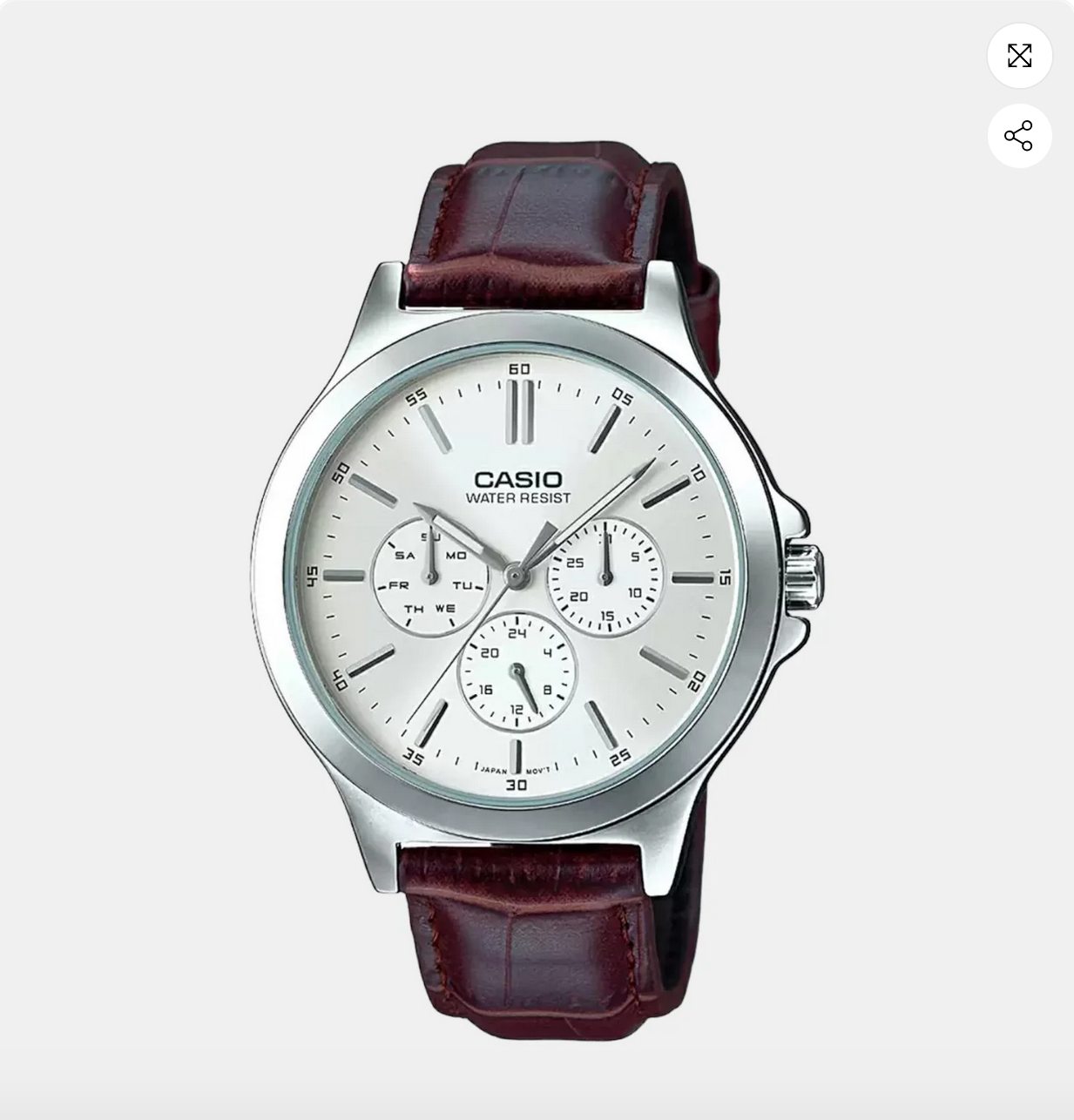 Enticer Men's Brown Multi-Function Leather Watch  MTP-V300L-7AUDF