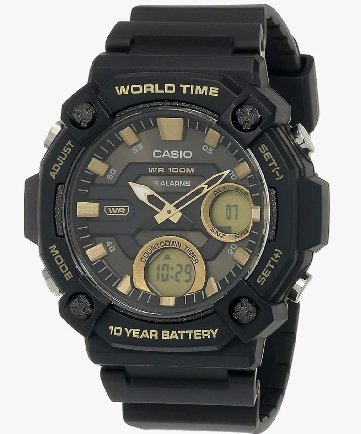 Casio Youth Analog-Digital Gold Dial Men AEQ-120W-9AVDF
