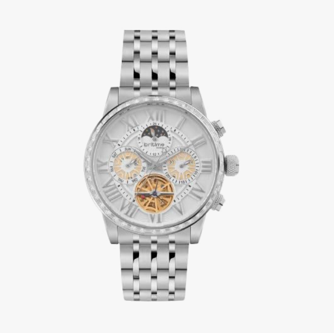 Orbit Men’s Automatic Silver Dial Multifunction Stainless Steel Watch - Elegant Design, Reliable Timing - Model 574-M10301