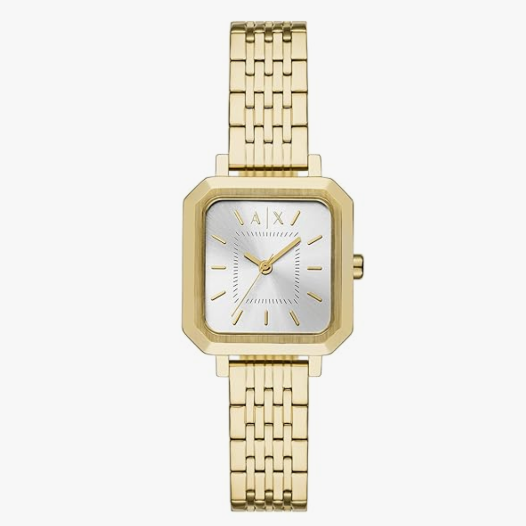 Armani Exchange Stainless Steel Analog Silver Dial Women's Watch-Ax5725, Band Color:Gold
