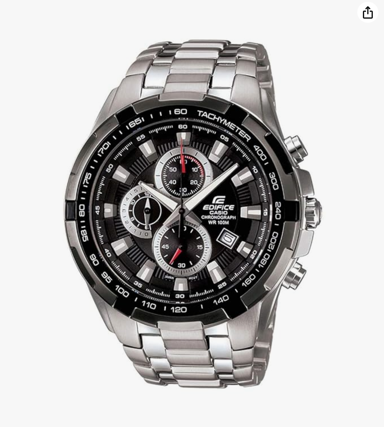 Edifice EF-539D-1AVUDF Black Dial Silver Stainless Steel Band Analog Watch - For Men