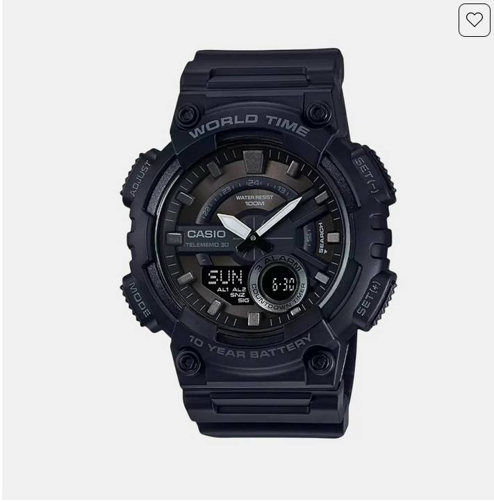 Youth Men Quartz Black Dial Analog-Digital Resin Watch AD218