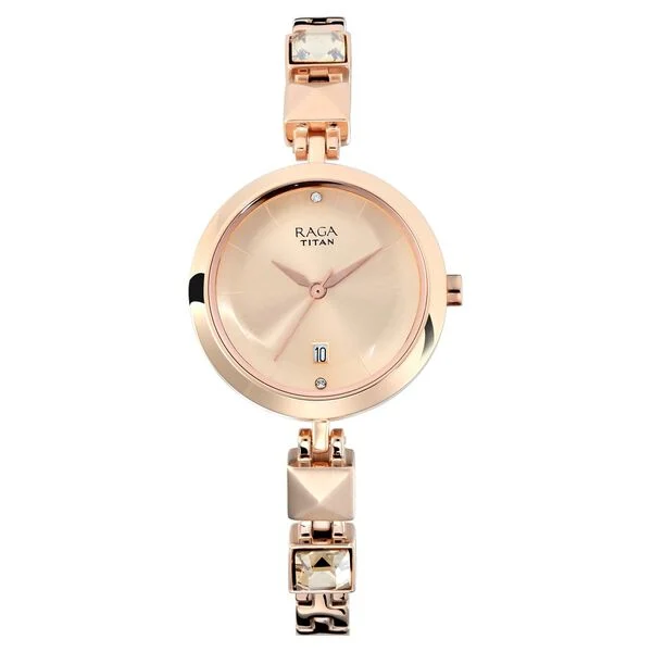 Titan Raga Viva Rose Gold Dial Analog Metal Strap watch for Women