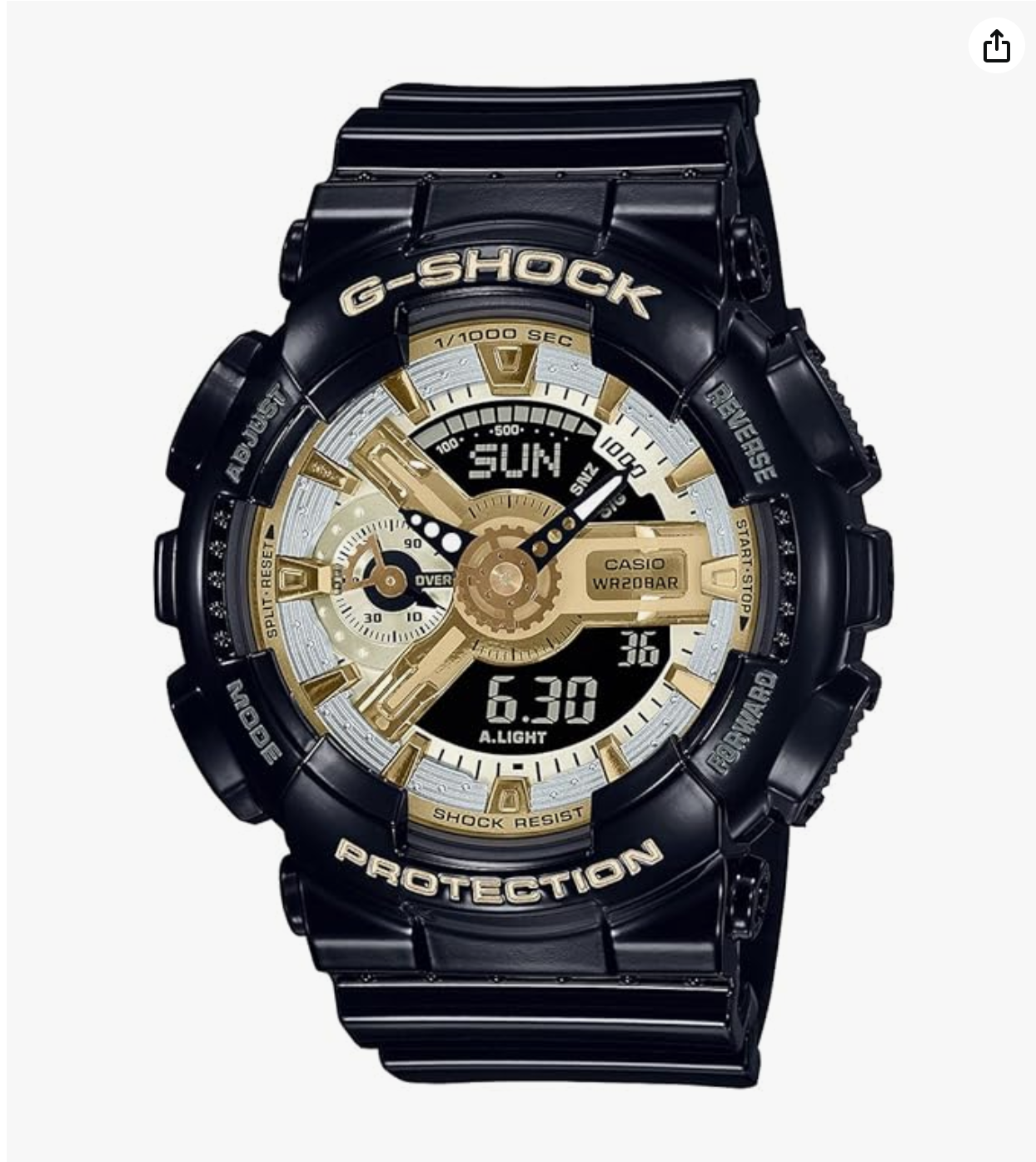 G-SHOCK WomenGold-Silver Dial Black Resin Strap Analog-Digital Watch - For Women -GMA-S110GB-1ADR