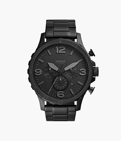 Fossil Nate Chronograph Black Stainless Steel Watch