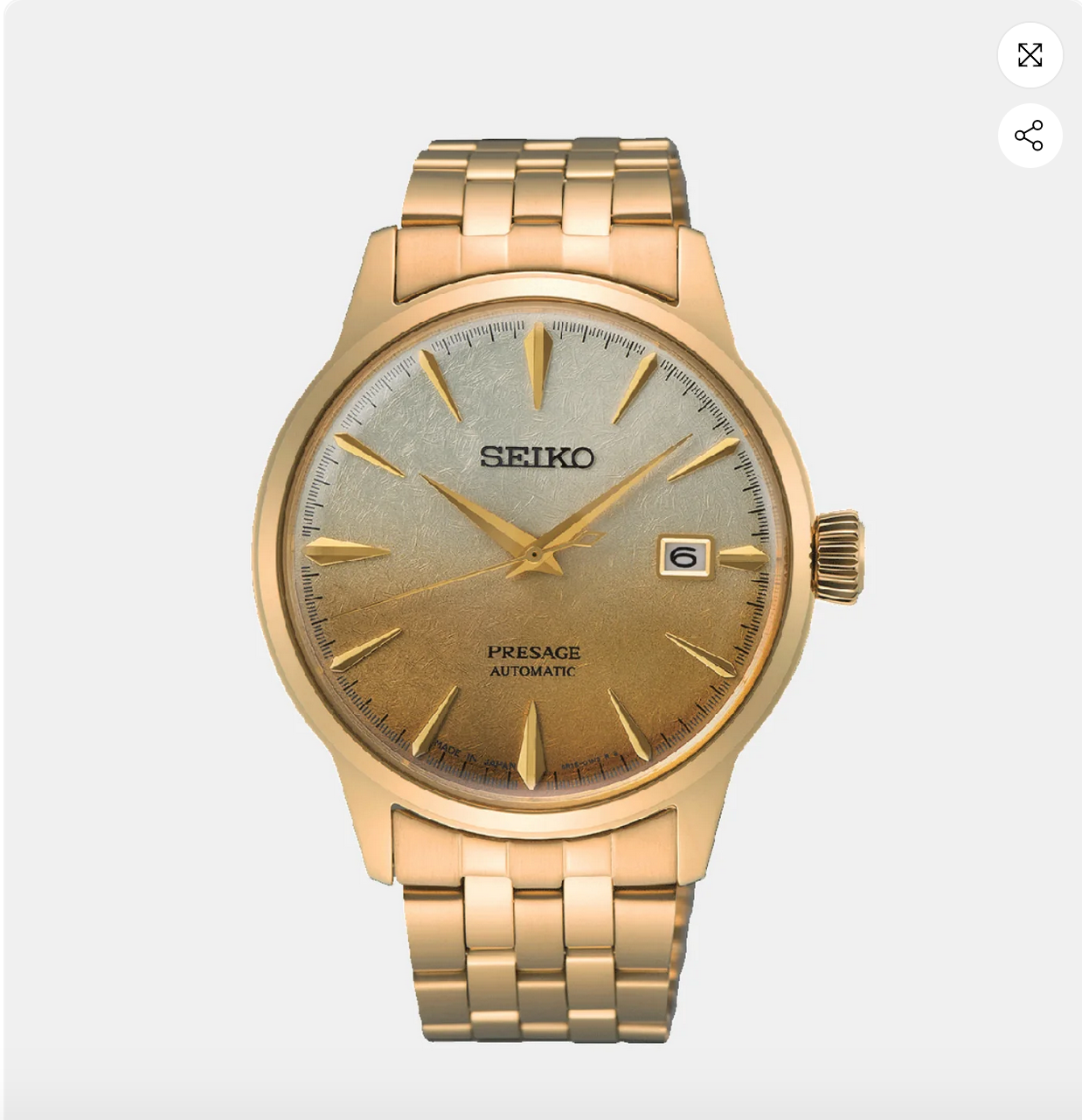 Presage Men Automatic Gold Dial Analog Stainless Steel Watch SRPK46J1