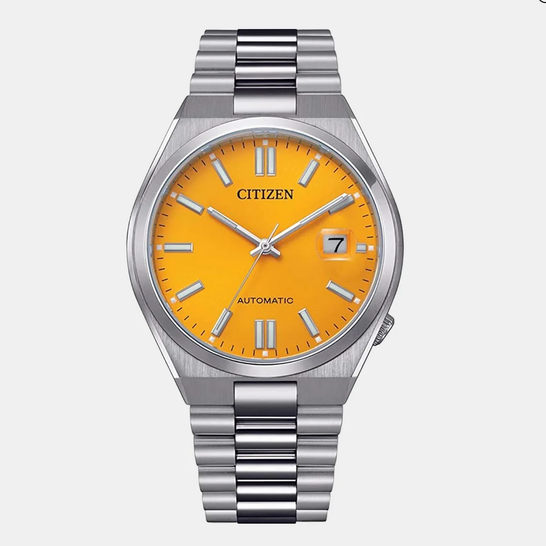 Tsuyosa Men Automatic Yellow Dial Analog Stainless Steel Watch NJ0150-81Z