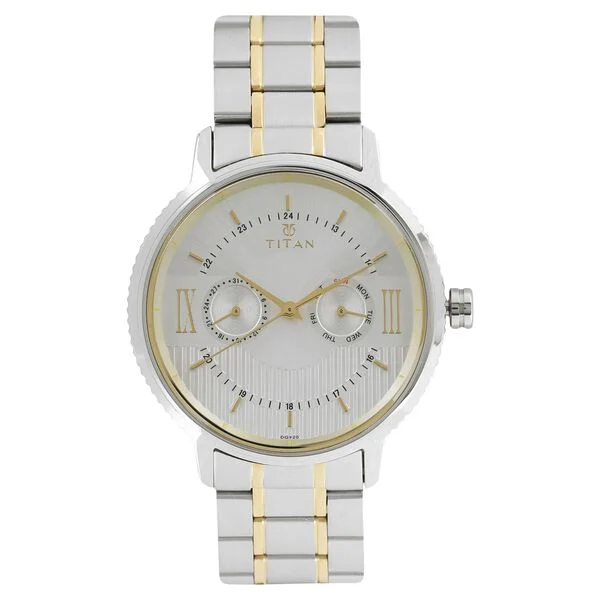 Titan Regalia Baron Silver Dial Analog with Day and Date Stainless Steel Strap watch for Men
