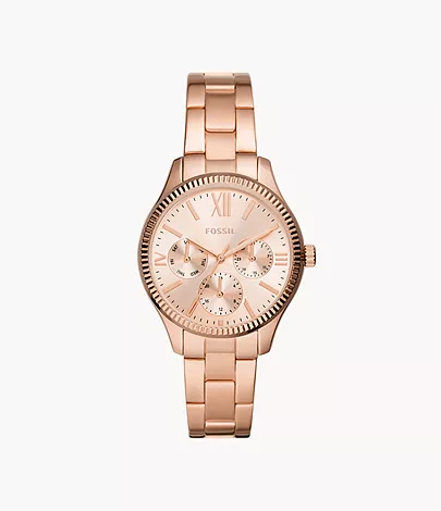 Fossil Rye Multifunction Rose Gold-Tone Stainless Steel Watch