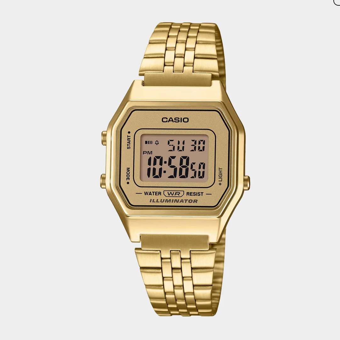 Vintage Women Quartz Gold Dial Digital Stainless Steel Watch D345