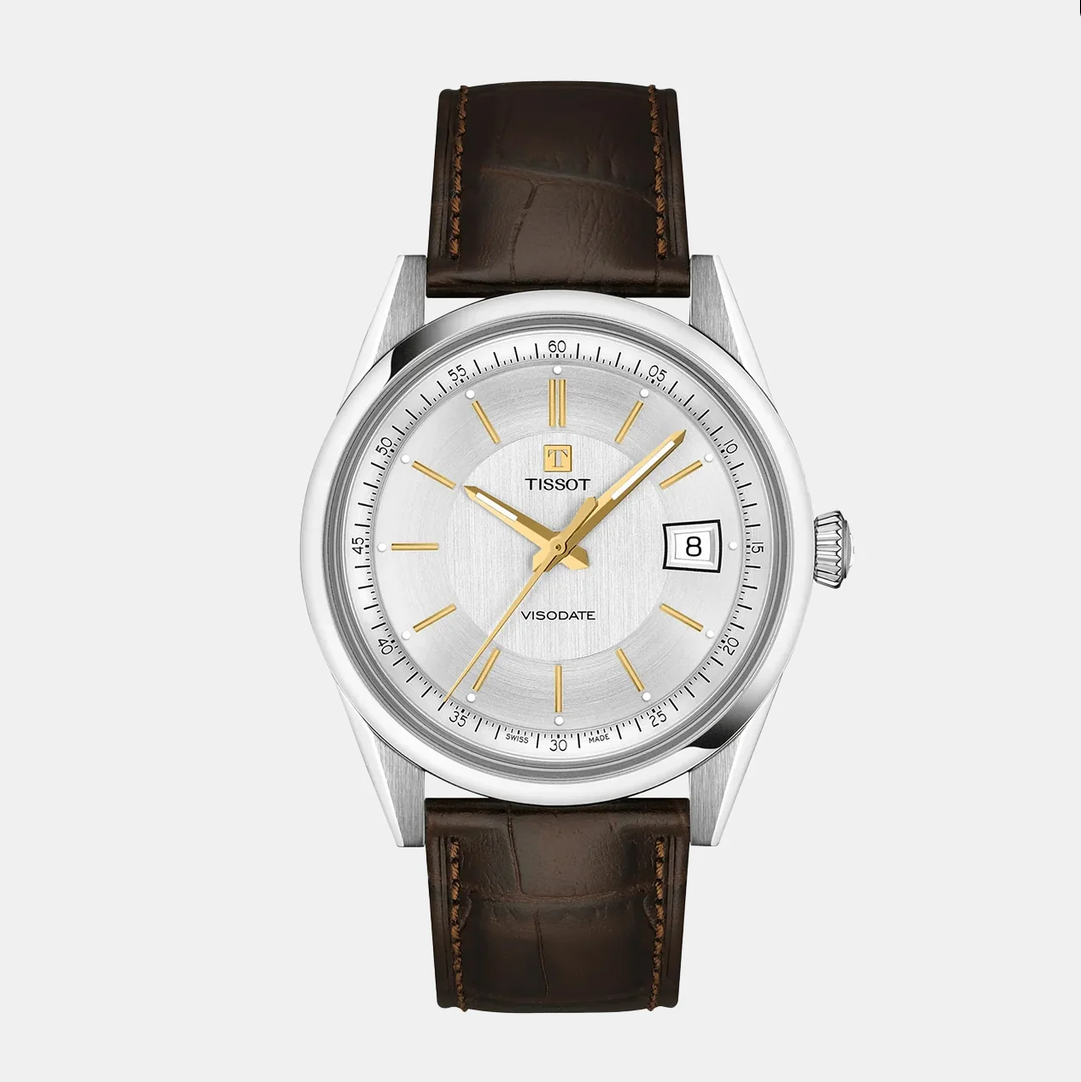 Visodate Unisex Automatic Silver Dial Analog Leather Watch T1574071603100