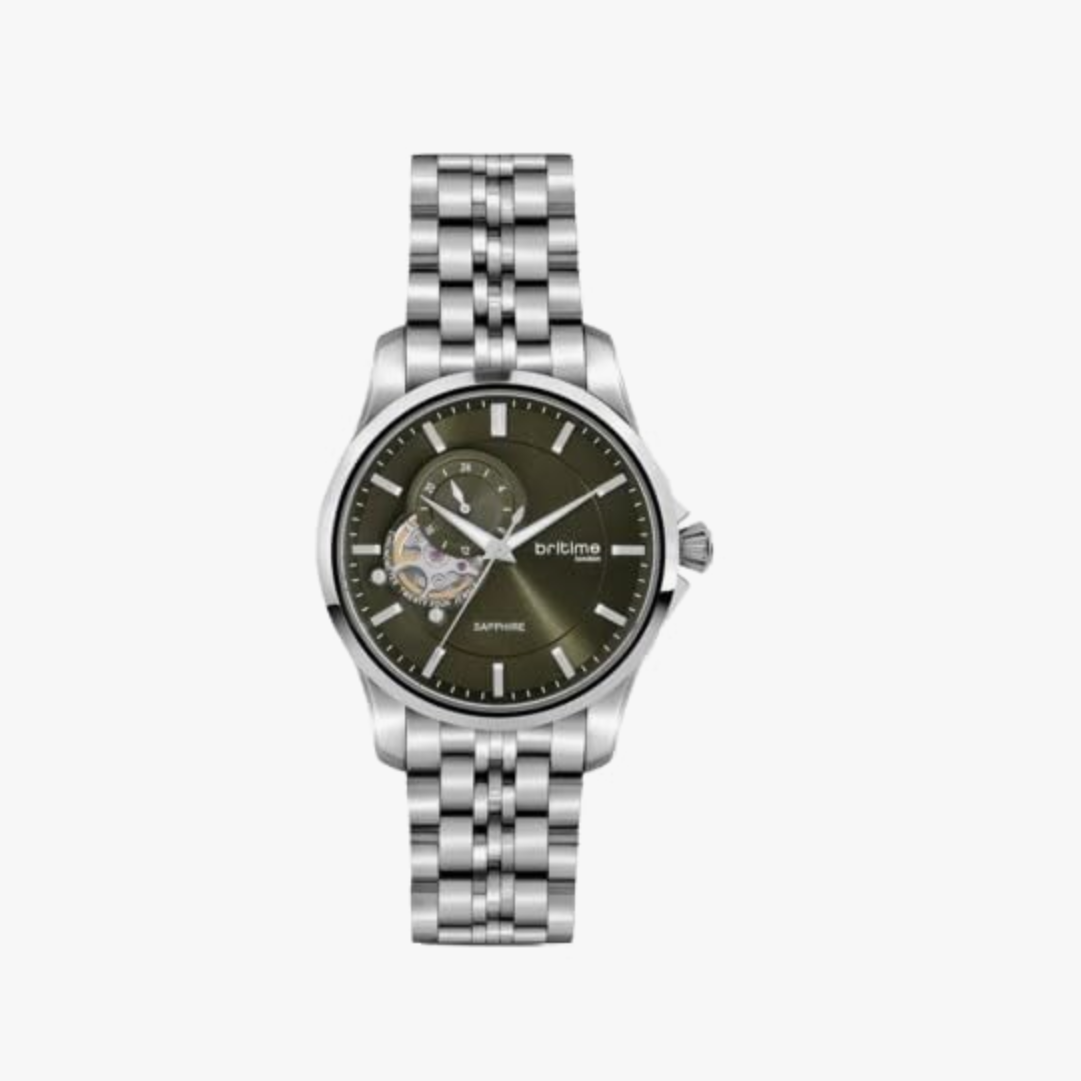 Men Automatic Green Dial Analog Stainless Steel Watch 166-M11801