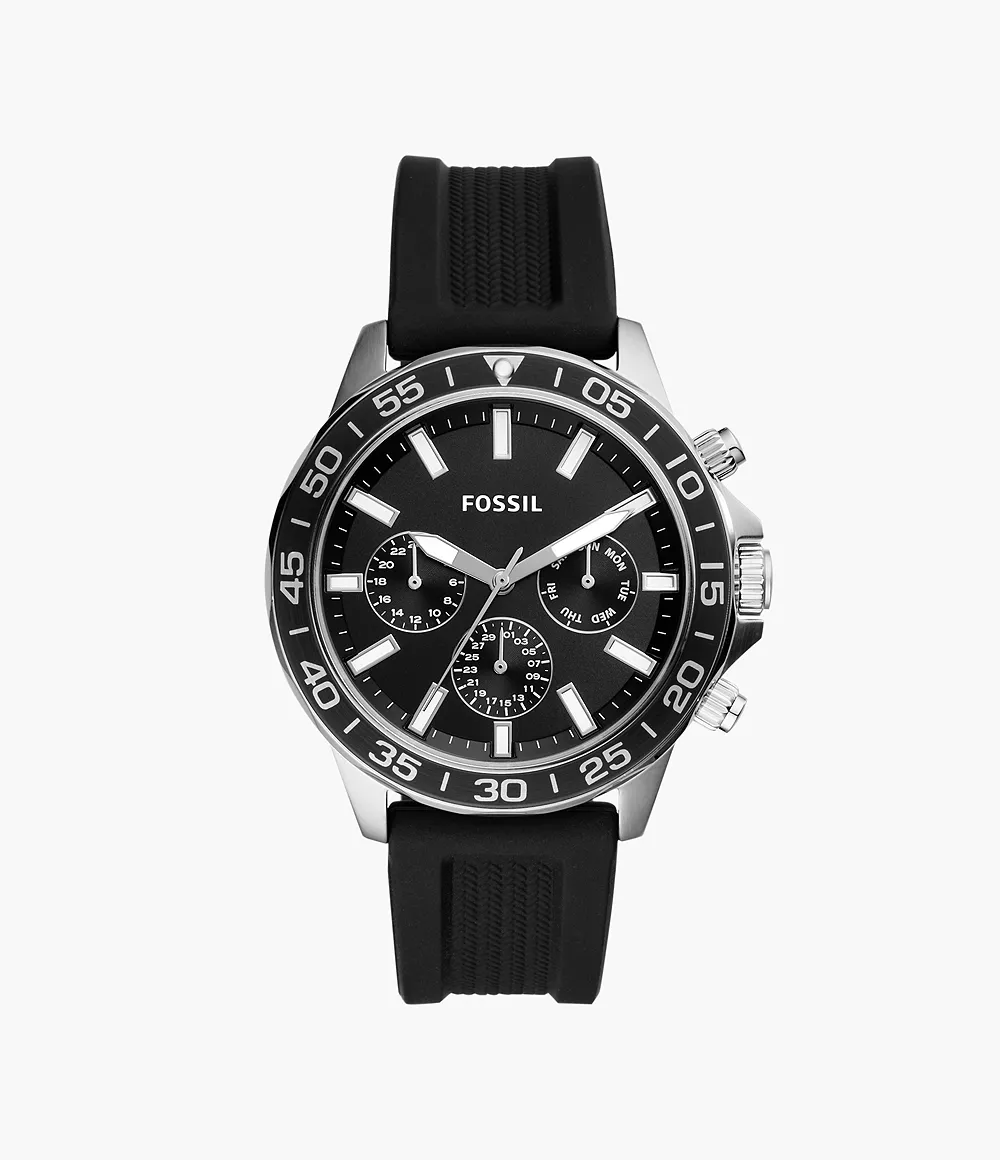 Bannon Multifunction Black Silicone Watch Fossil