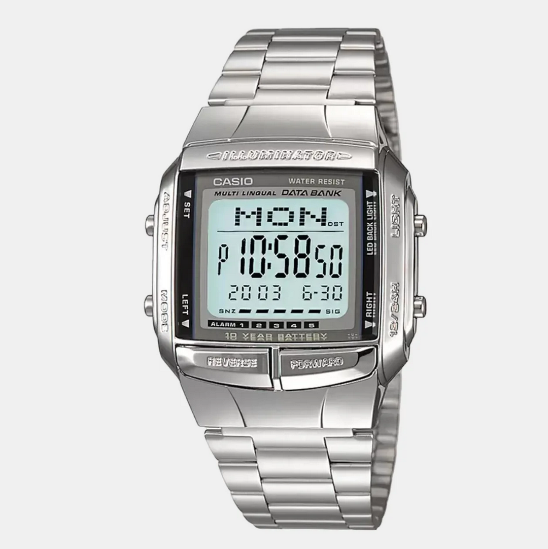 Vintage Unisex Quartz Grey Dial Digital Stainless Steel Watch DB27