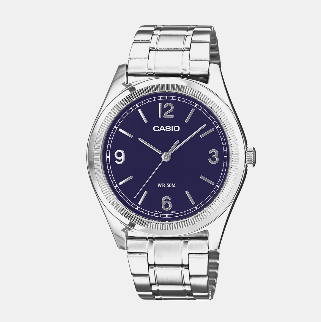 Casio Men Quartz Blue Dial Analog Stainless Steel Watch A2562