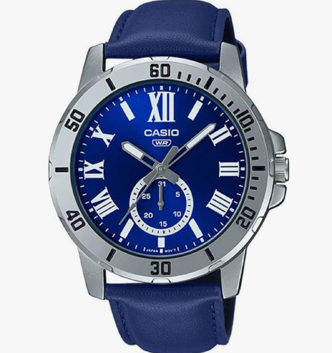 Enticer Men Quartz Blue Dial Chronograph Leather Watch A2073