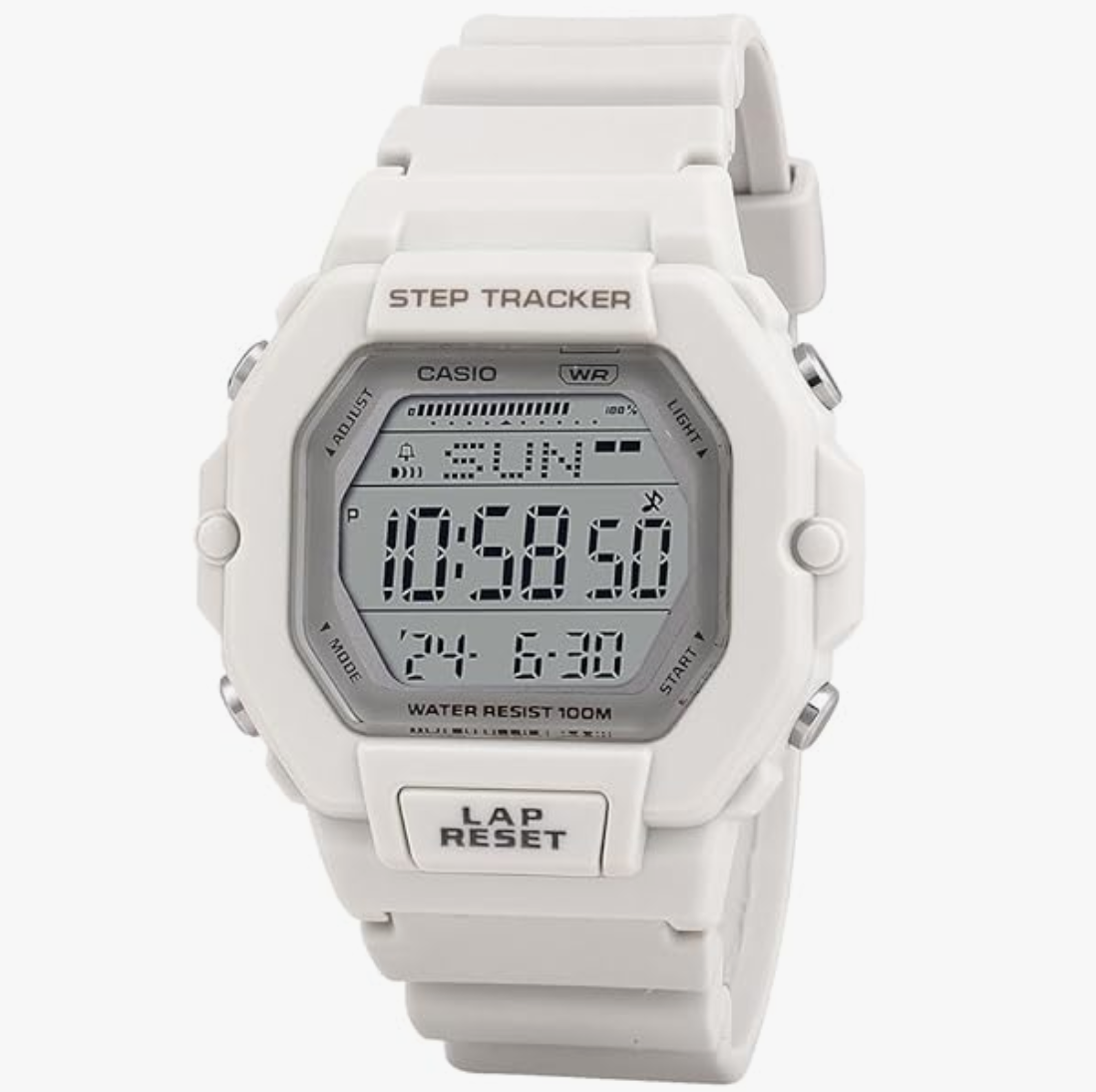 Casio Unisex Resin Digital White Dial Watch-Lws-2200H-8Avdf, Band Color-White
