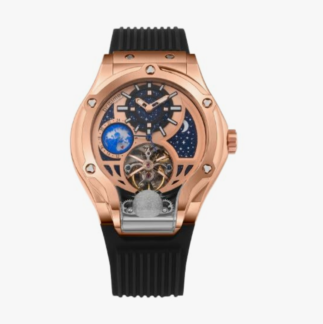 Asteroid Men Automatic Rose Gold Dial Multi-Function Silicone Watch 777-P30706