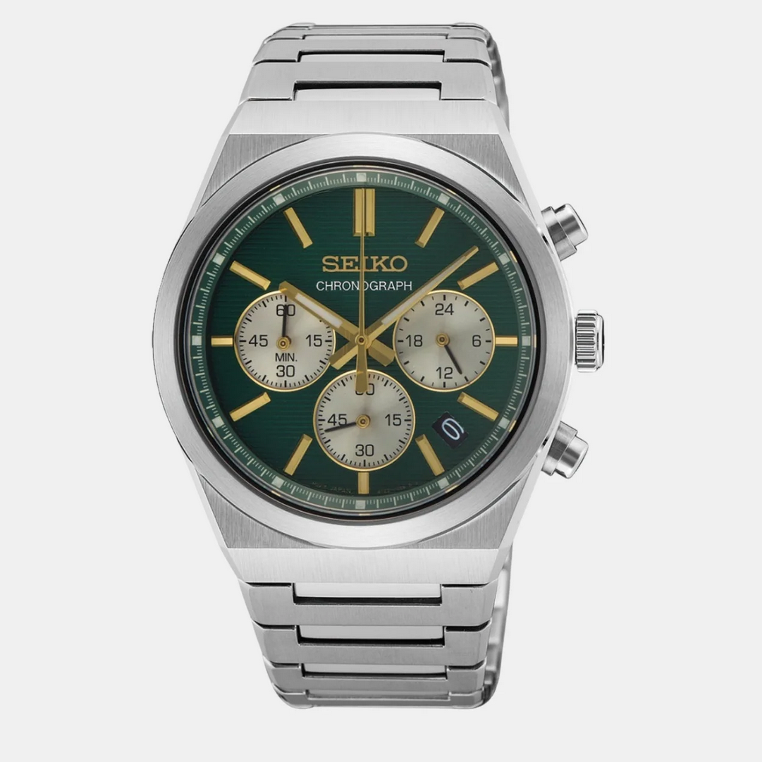 Conceptual Men Quartz Green Dial Chronograph Stainless Steel Watch SSB461P1