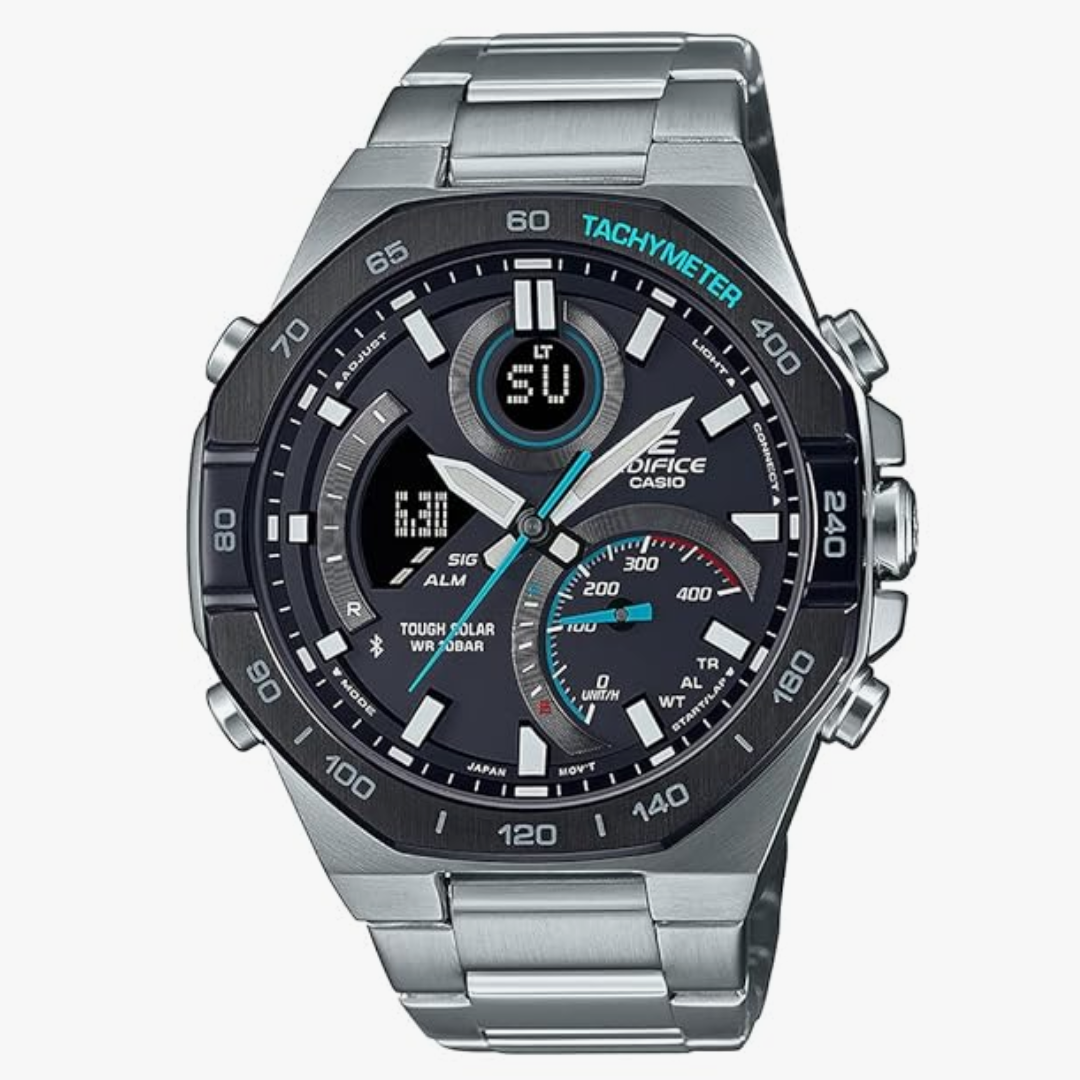 Casio Edifice ECB-950DB-1ADF Black Analog-Digital Dial Silver Stainless Steel Band Men's Watch Smartphone Link Tough Solar EX554