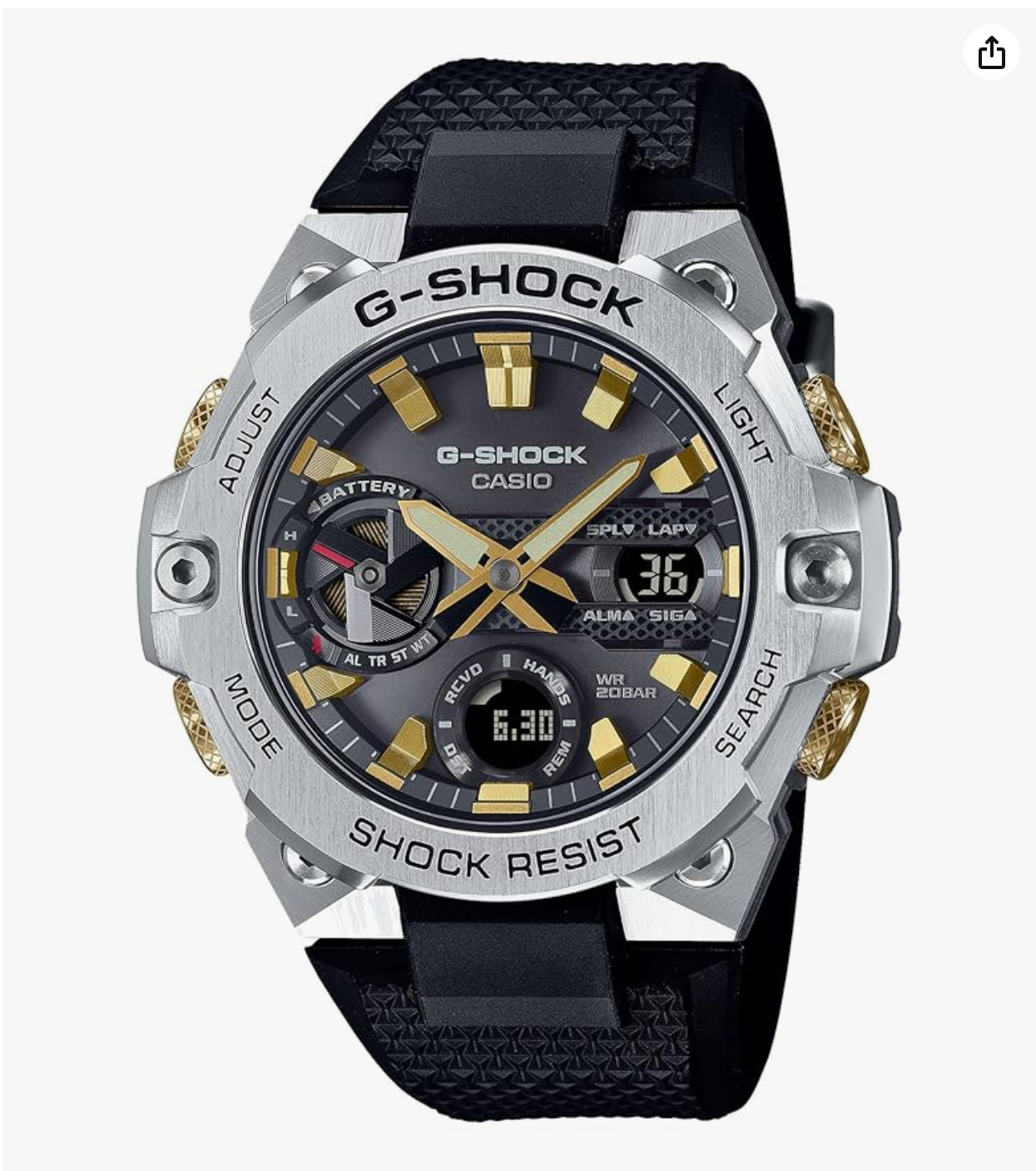 Casio G-Steel Tough Solar GST-B400CX-1AJR Men's Wristwatch, Black, Black