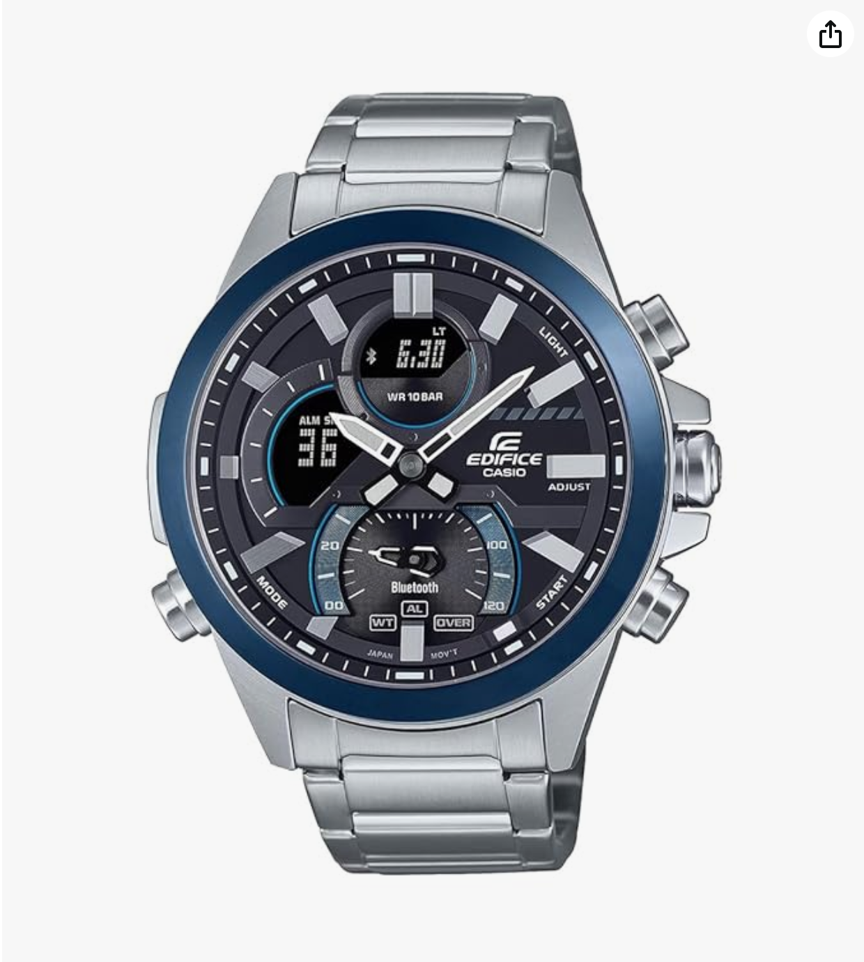 Edifice Black Dial Silver Resin Strap Analog-Digital Watch - For Men -ECB-30DB-1ADF