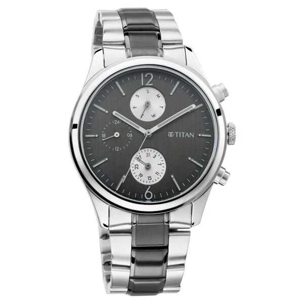 Titan Men's Metropolitan Charm: Men's Multifunctional Anthra Watch with Metallic Accents