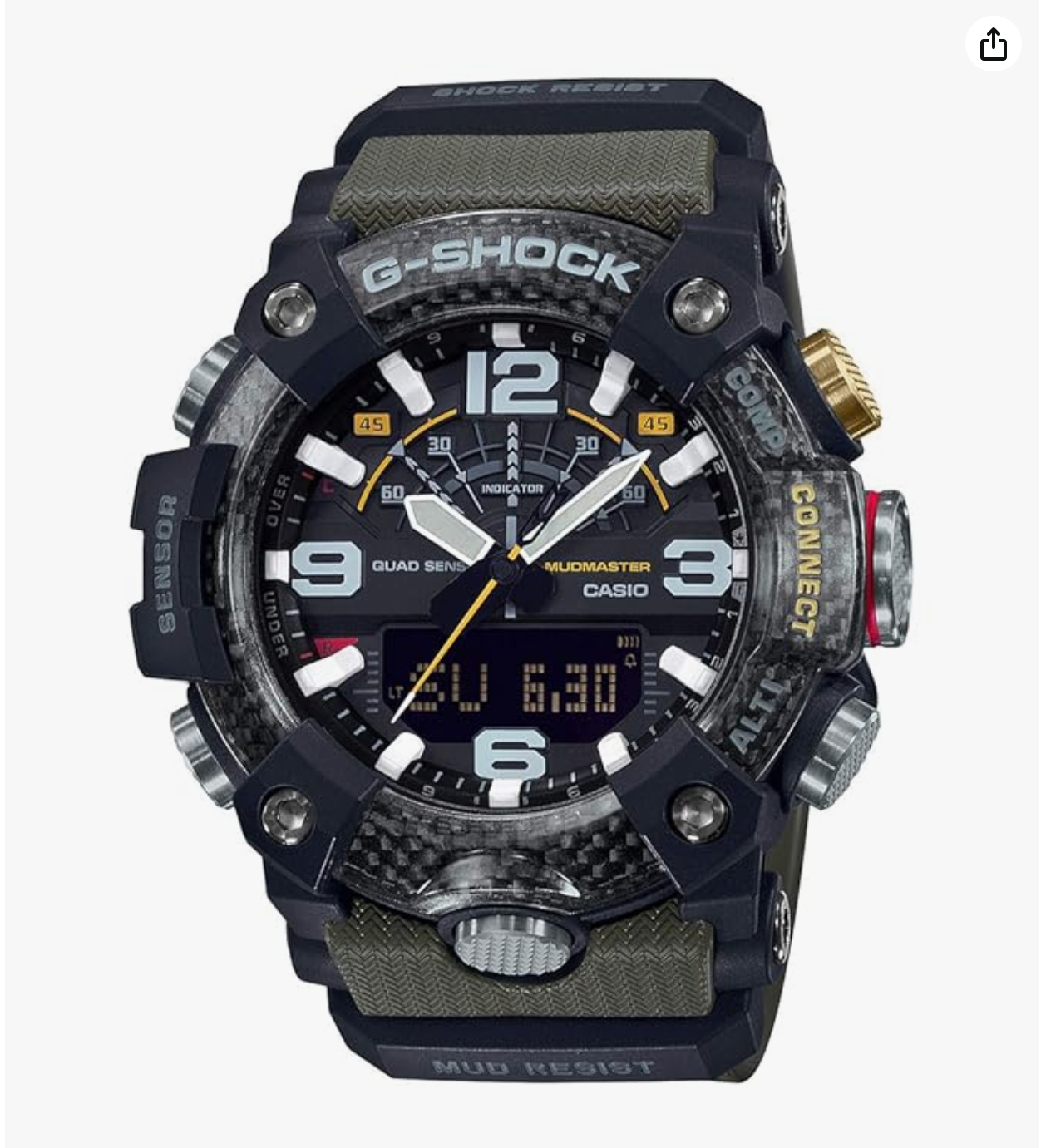 Casio G-Shock GG-B100-1A3DR Bluetooth Analog-Digital Black Dial Men Watch Green Resin Strap