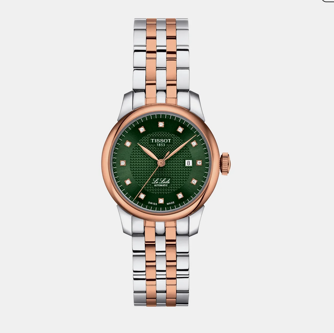 Le Locle Women Automatic Green Dial Analog Stainless Steel Watch T0062072209600