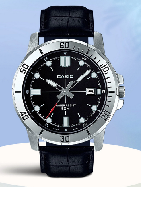 Enticer Men Quartz Black Dial Analog Leather Watch A1371