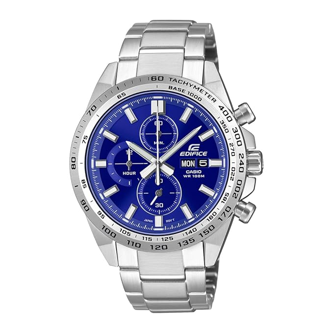 Edifice  Blue Analog Dial Silver Stainless Steel Band Men's Watch EFR-574D-2AVUDF