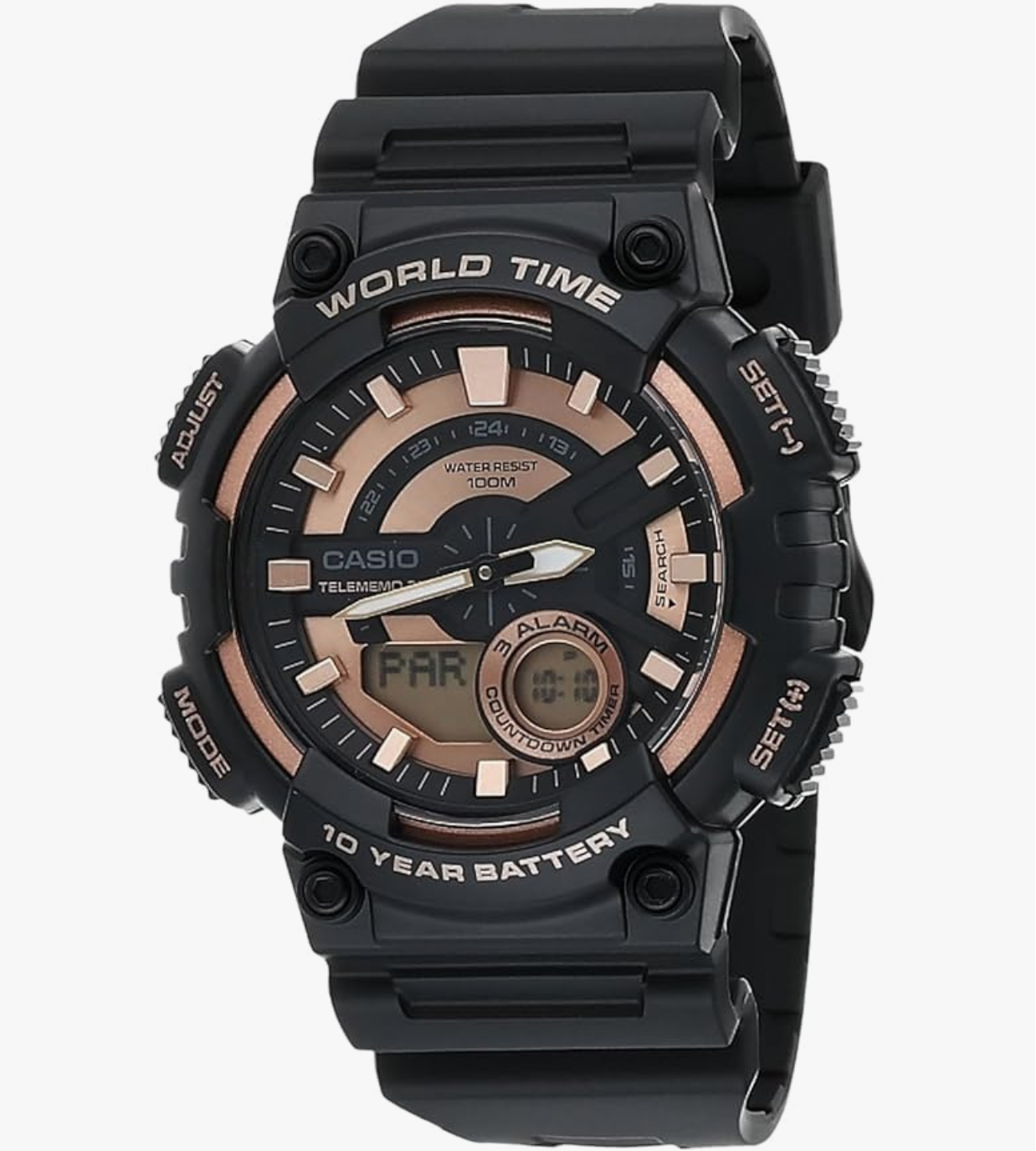 Casio Youth Series Analog-Digital Rose Gold Dial Men's Watch - AEQ-110W-1A3VDF