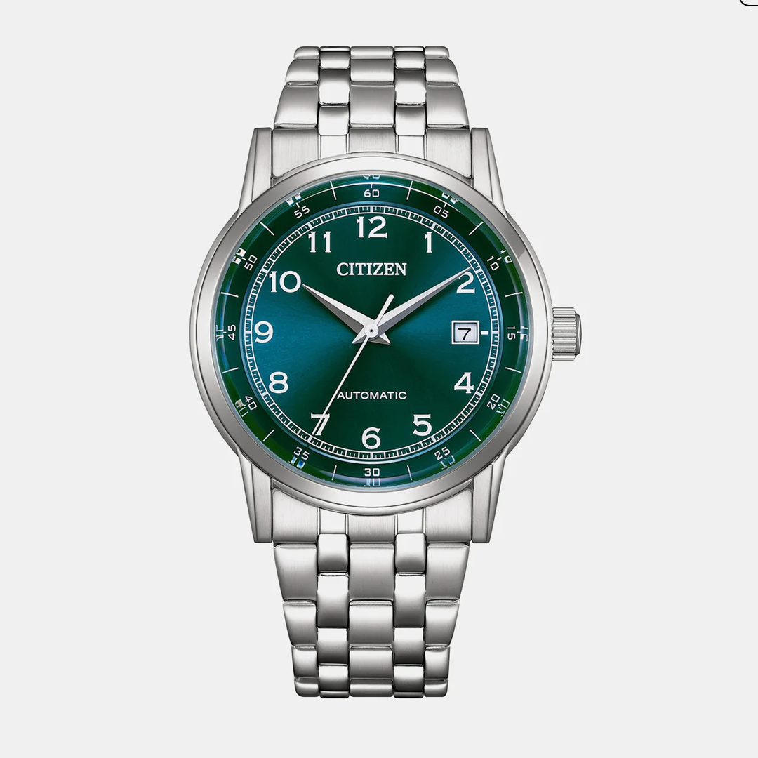 Men Automatic Green Dial Analog Stainless Steel Watch NJ0210-56M